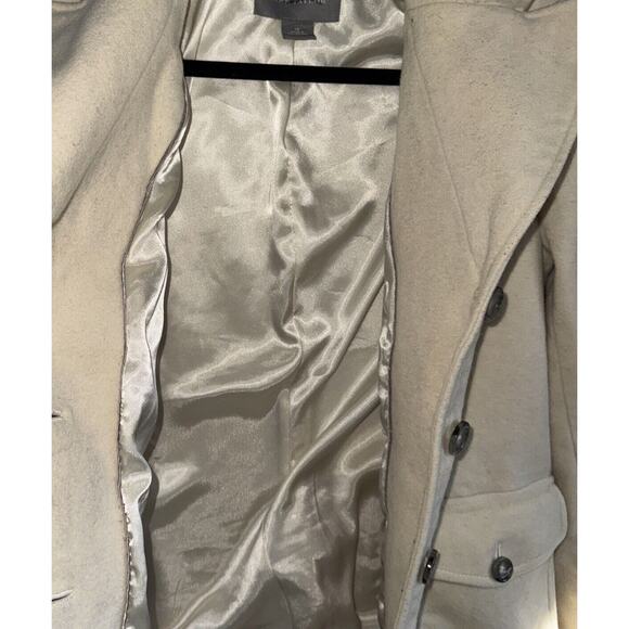 Ann Taylor White Wool Blend Pea Coat with Satin Interior - Size 10 - Picture 6 of 6